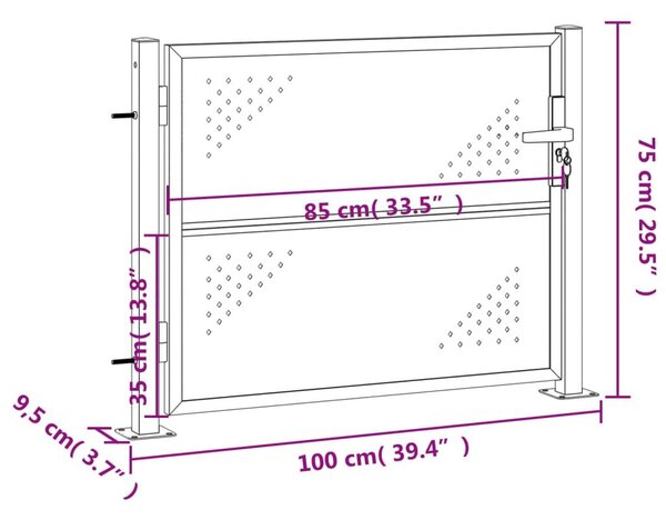 Πόρτα Περίφραξης Κήπου 100 x 75 εκ. από Ανοξείδωτο Ατσάλι - Ασήμι