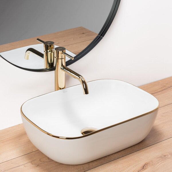 Νιπτήρας Rea Belinda Gold Edge 46.5 x 33x 13.5 εκ