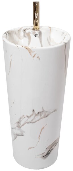 Ανεξάρτητος κεραμικός νιπτήρας Blanka Marble Y:85 cm/ Διάμετρος: 45 cm/ 40x 40 cm