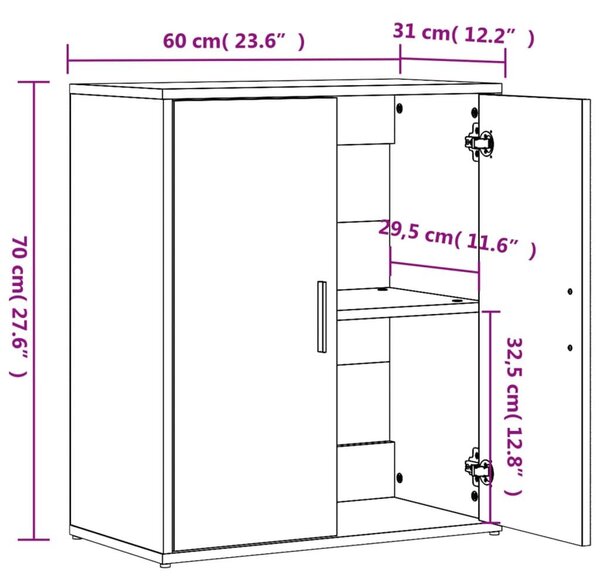 Βοηθητικό Ντουλάπι Καφέ Δρυς 60x31x70εκ. από Επεξεργασμένο Ξύλο - Καφέ