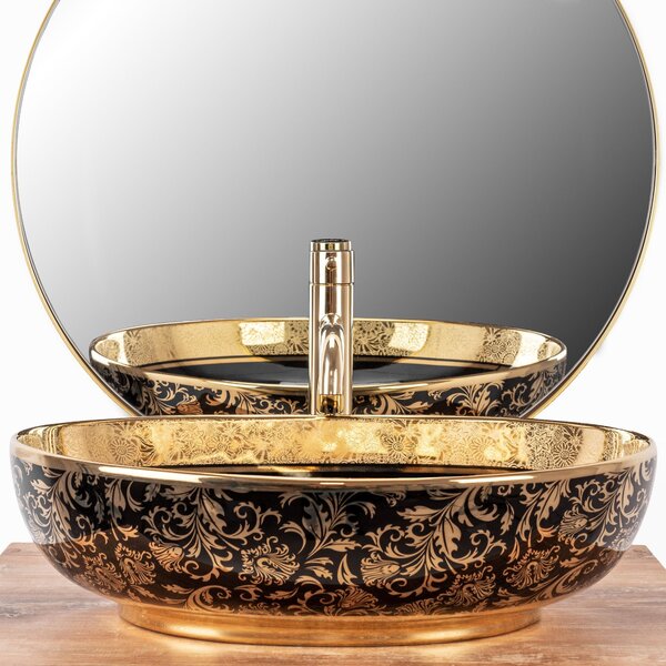 Νιπτήρας πάγκου MARGOT BLACK/GOLD 52 x 40 x 13.5 / Διάμετρος οπής αποστράγγισης: 45 cm