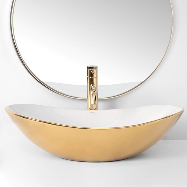 Νιπτήρας Rea Royal Gold/Λευκός 60.5 x 36 x 16 cm