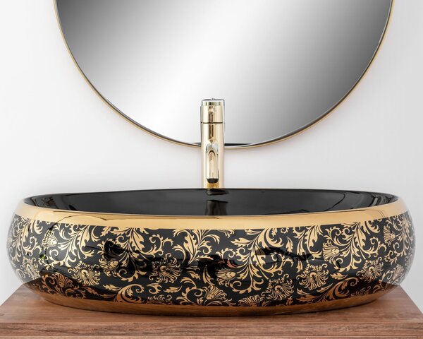 Πάγκος νιπτήρας Rea Meryl Black / Gold 60 x 40.5 x 14.5 cm