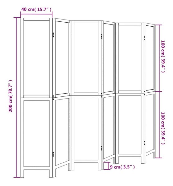 Διαχωριστικό Χώρου με 6 Πάνελ Λευκό από Μασίφ Ξύλο Παυλώνιας - Λευκό