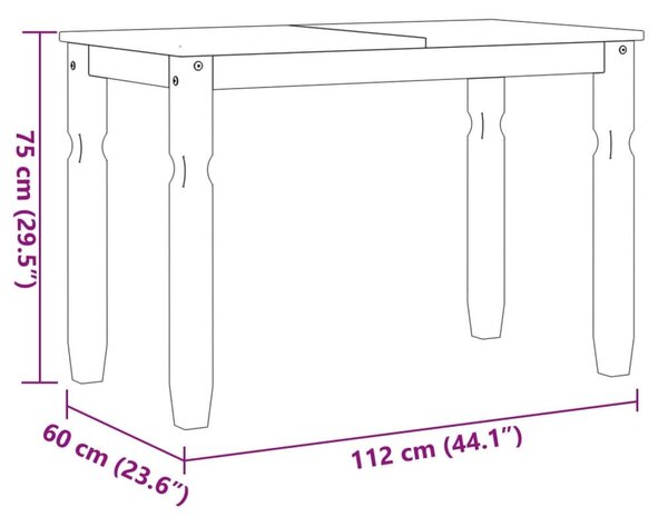 Τραπεζαρία Corona Λευκό 112 x 60 x 75 εκ. από Μασίφ Ξύλο Πεύκου - Λευκό