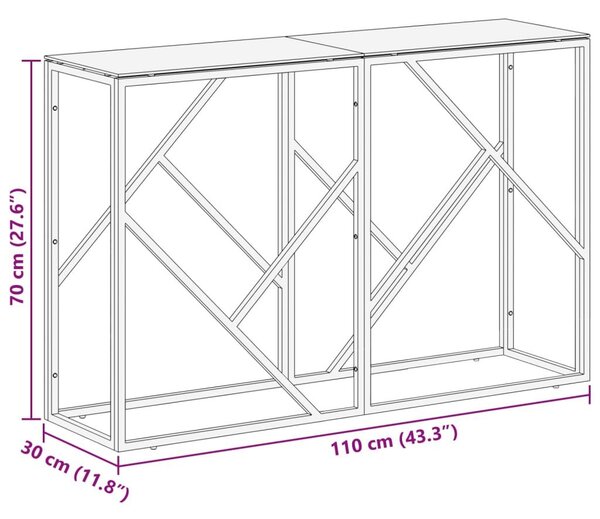 Τραπέζι Κονσόλα Ασημί από Ανοξείδωτο Ατσάλι και Ψημένο Γυαλί - Ασήμι