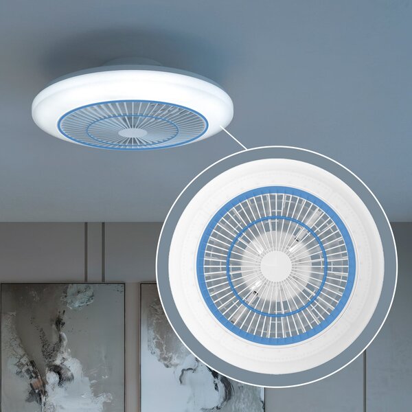 Philips Ανεμιστήρας οροφής LED Amigo, λευκός, 48 cm, CCT, RGB, ρυθμιζόμενος, Λευκό, Σαλόνι / τραπεζαρία, Πλαστικό, σύγχρονο