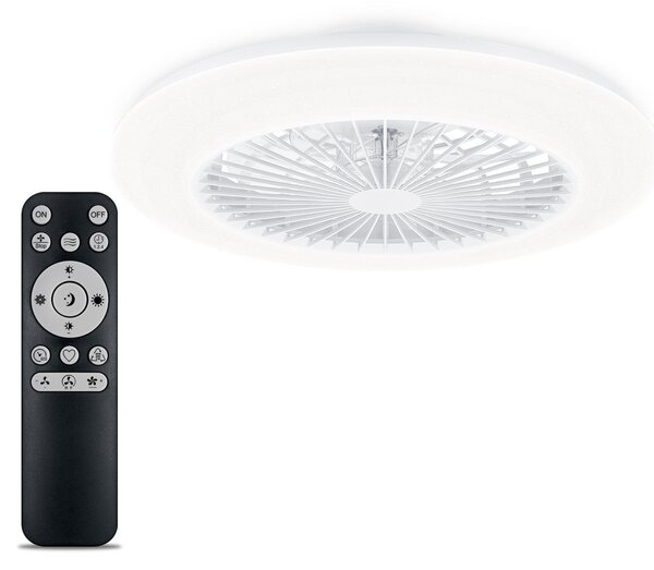 Philips Ανεμιστήρας οροφής LED Amigo, λευκός, 49 cm, CCT, DC, ρυθμιζόμενος, Λευκό, Σαλόνι / τραπεζαρία, Πλαστικό, σύγχρονο