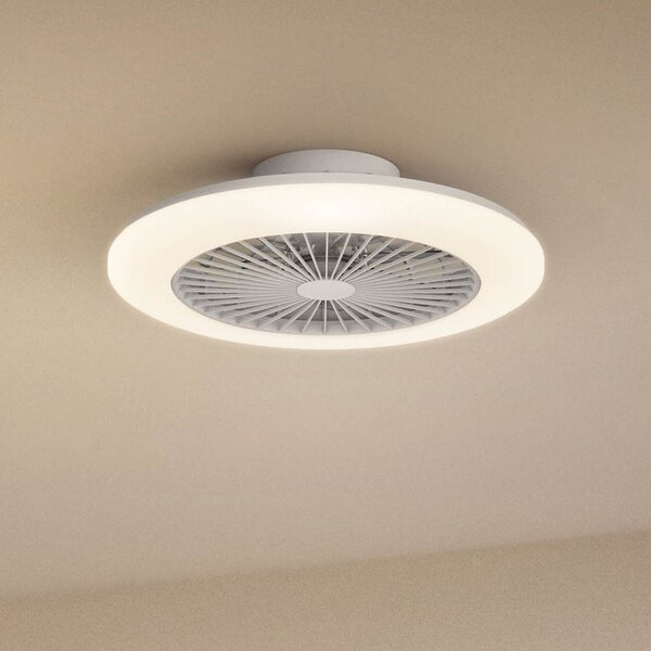 Philips Ανεμιστήρας οροφής LED Amigo, λευκός γυαλιστερός, 58 εκ., CCT, ρυθμιζόμενος, Λευκό, Σαλόνι / τραπεζαρία, Πλαστικό, σύγχρονο