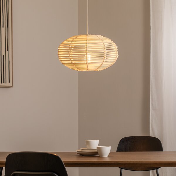 Nowodvorski Lighting Κρεμαστό φωτιστικό RATTAN, Ø 40 cm, φυσικό καφέ, ρατάν, E27, ρυθμιζόμενος, Ξύλου, Σαλόνι / τραπεζαρία, Ξύλο