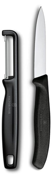 Σετ Μαχαίρια Γενικής Χρήσης & Αποφλοιωτής Victorinox Swiss Classic με μήκος λεπίδας 8cm - Black - 2 τεμάχια