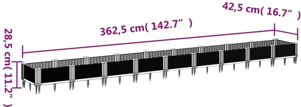 Ζαρντινιέρα με Πασσάλους Καφέ 362,5x42,5x28,5εκ. Πολυπροπυλένιο - Καφέ