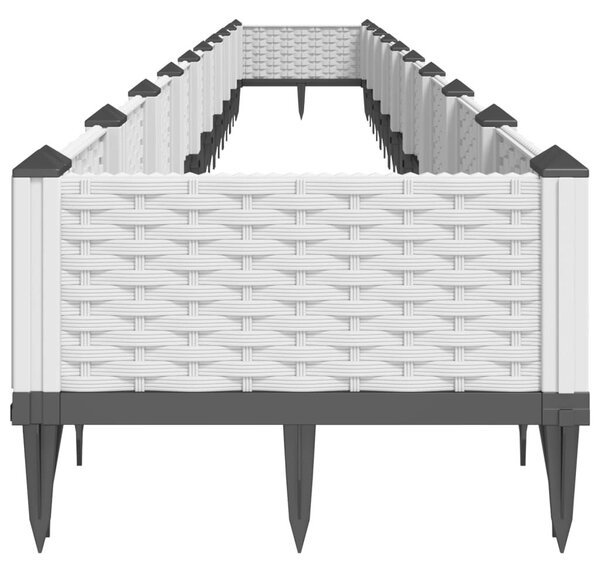 Ζαρντινιέρα με Πασσάλους Λευκή 362,5x42,5x28,5εκ Πολυπροπυλένιο - Λευκό
