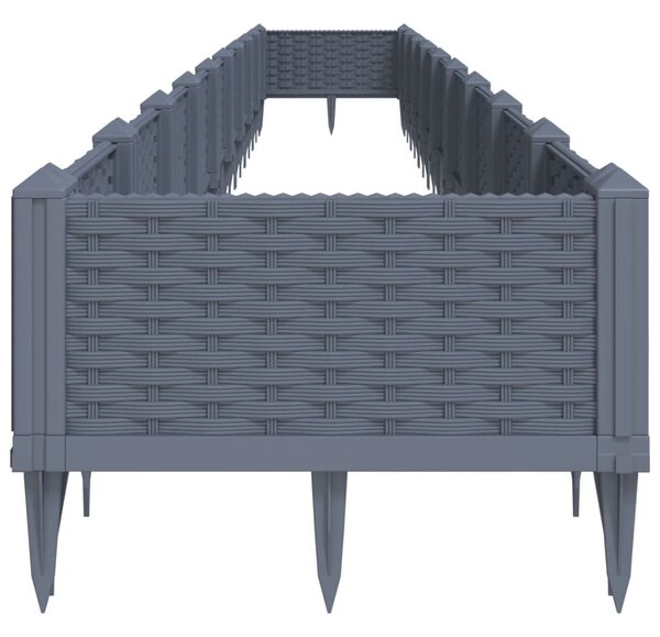 Ζαρντινιέρα με Πασσάλους Γκρι 362,5x42,5x28,5εκ. Πολυπροπυλένιο - Γκρι