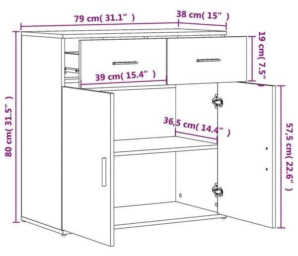 Ραφιέρα Λευκή 79 x 38 x 80 εκ. από Επεξεργασμένο Ξύλο - Λευκό