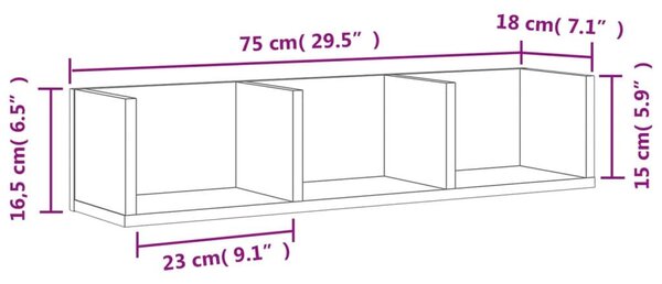 Ντουλάπι Τοίχου Γκρι Σκυρ. 75x18x16,5 εκ. Επεξεργασμένο Ξύλο - Γκρι