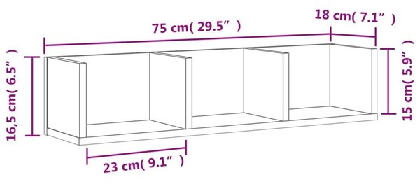 Ντουλάπια Τοίχου Καπνιστή δρυς 75x18x16,5 εκ. Επεξ. Ξύλο - Καφέ