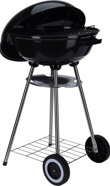 Ψησταριά BBQ κάρβουνου (C83000530) Με Καπάκι, Αεραγωγό, Σχάρα, Λαβή και πόδια στήριξης με 2 τροχούς, βάση για στάχτη, Μεταλλική, Διαμέτρου 46cm x Υ 84