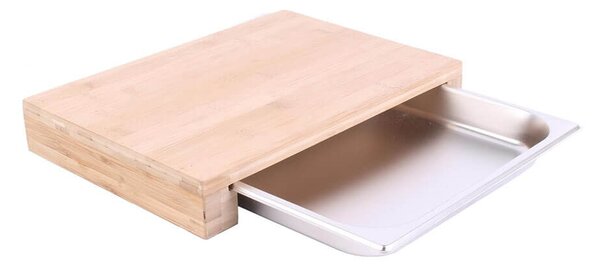 Ξύλινη επιφάνεια κοπής Cook Concept με συρτάρι συλλογής, από Ξύλο Bamboo, 38.5x26.4x5.9cm