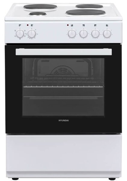 Κουζίνα Hyundai HCMU24V-7260ES/W με πολυλειτουργικό φούρνο, εμαγιέ εστίες, χωρητικότητα φούρνου 72L, 5 λειτουργίες ψησίματος και ενεργειακή κλάση Α