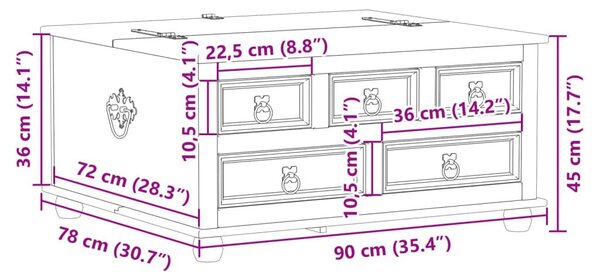 Κουτί Αποθήκευσης Corona 90 x 78 x 45 εκ. από Μασίφ Ξύλο Πεύκου - Καφέ