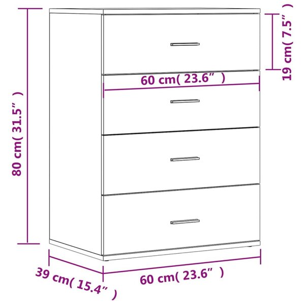 Μπουφές Γκρι Sonoma 60x39x80 εκ. από Επεξεργασμένο Ξύλο - Γκρι