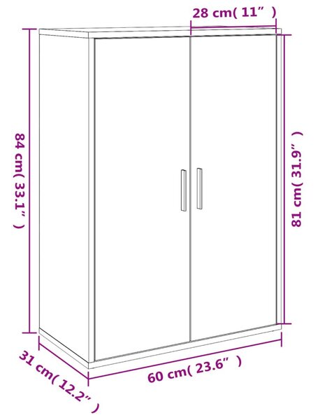 Βοηθητικά Ντουλάπια 2 τεμ. Λευκό 60x31x84 εκ. Επεξεργ. Ξύλο - Λευκό