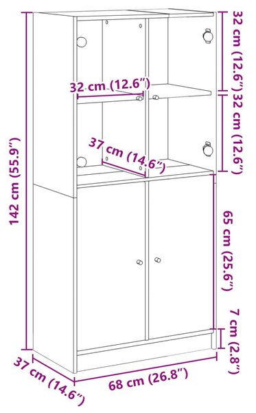 Ντουλάπα με Πόρτες Μαύρο 68x37x142 εκ. Επεξεργασμένο Ξύλο - Μαύρο