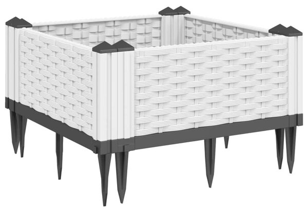 Ζαρντινιέρα με Πασσάλους Λευκή 42,5x42,5x28,5 εκ Πολυπροπυλένιο - Λευκό