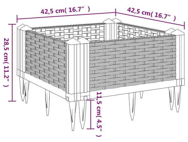 Ζαρντινιέρα με Πασσάλους Λευκή 42,5x42,5x28,5 εκ Πολυπροπυλένιο - Λευκό