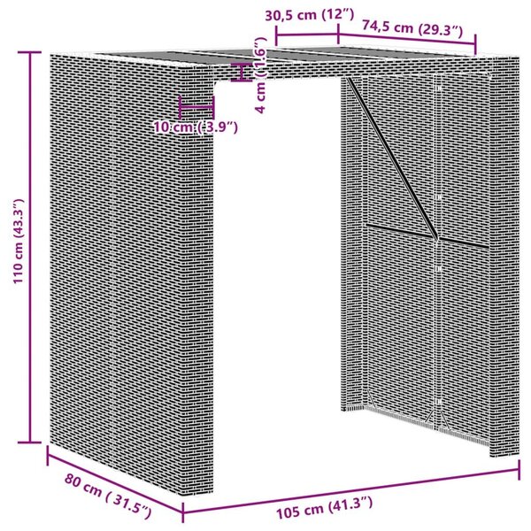 Τραπέζι Κήπου Επιφάνεια Ακακίας Μαύρο 105x80x110εκ. Συνθ. Ρατάν - Μαύρο