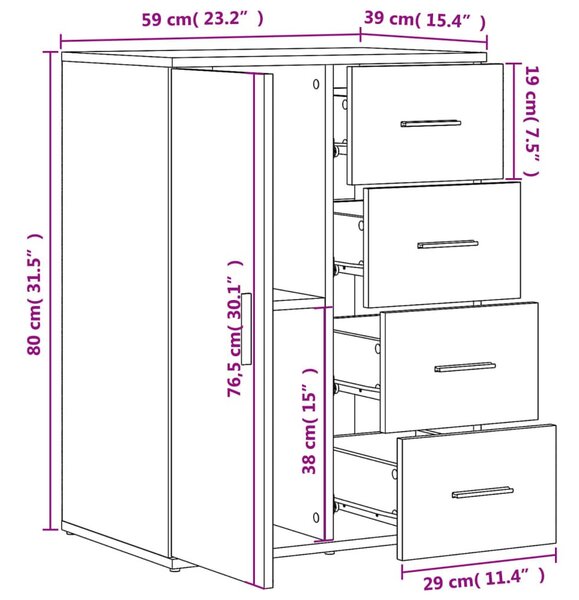 Ντουλάπια 2 τεμ. Γκρι Σκυροδέματος 59x39x80 εκ.Επεξεργ. Ξύλο - Γκρι