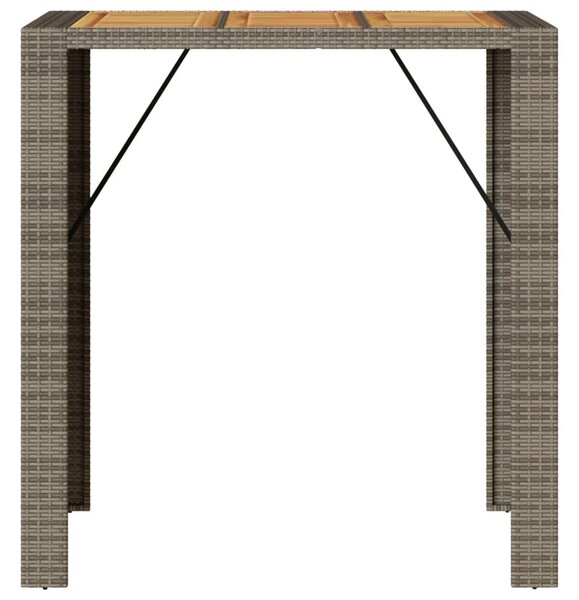 Τραπέζι Κήπου Επιφάνεια Ακακίας Γκρι 105x80x110 εκ. Συνθ. Ρατάν - Γκρι
