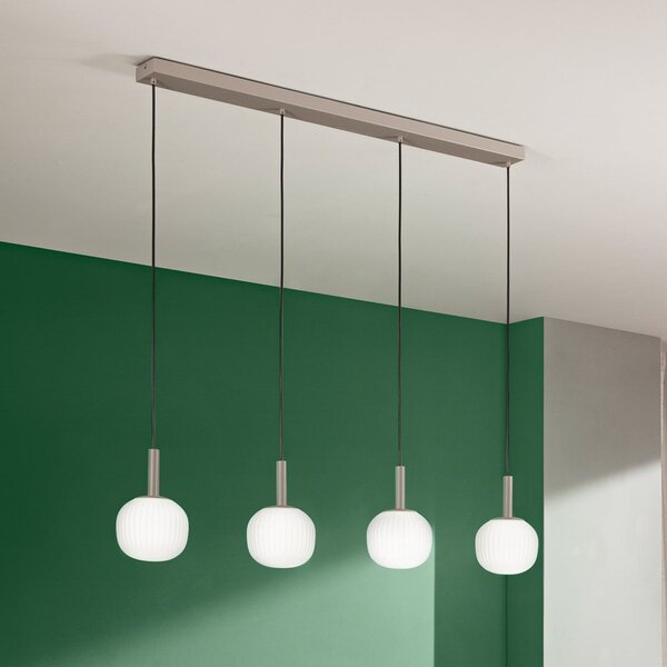 Luce Ambiente Design Κρεμαστό φωτιστικό Eris, μήκος 114 εκ., καφέ/λευκό, μέταλλο/γυαλί, 4 λάμπες, ρυθμιζόμενος, Καφέ / Σκουριάς, Σαλόνι / τραπεζαρία, Αλουμίνιο, σύγχρονο