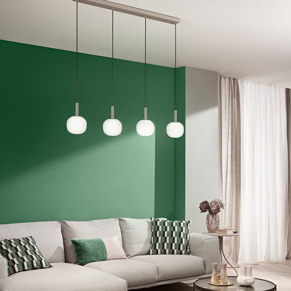 Luce Ambiente Design Κρεμαστό φωτιστικό Eris, μήκος 114 εκ., καφέ/λευκό, μέταλλο/γυαλί, 4 λάμπες, ρυθμιζόμενος, Καφέ / Σκουριάς, Σαλόνι / τραπεζαρία, Αλουμίνιο, σύγχρονο