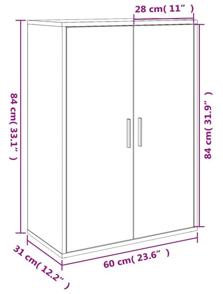 Βοηθητικό Ντουλάπι Λευκό 60x31x84 εκ. από Επεξεργασμένο Ξύλο - Λευκό