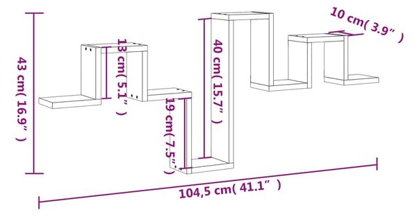 Ράφι Τοίχου Γκρι Σκυροδέματος 104,5x10x43 εκ. από Επεξ. Ξύλο - Γκρι