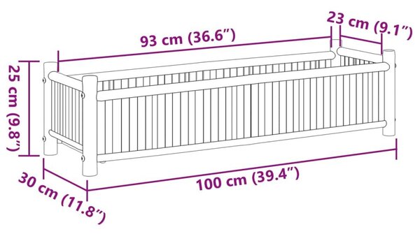 Ζαρντινιέρα 100x30x25 εκ. από Μπαμπού - Καφέ