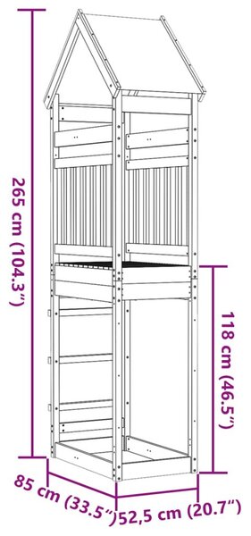 Πύργος Παιχνιδιού 85x52,5x265 εκ. από Μασίφ Ξύλο Πεύκου - Καφέ