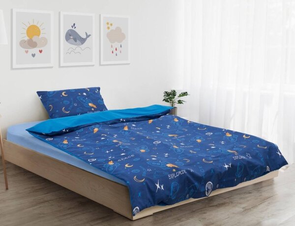 Σετ Μονή Παπλωματοθήκη & Μαξιλαροθήκη Space Heinner Home από βαμβάκι 144TC, με διαστάσεις 150x200cm - Μπλε