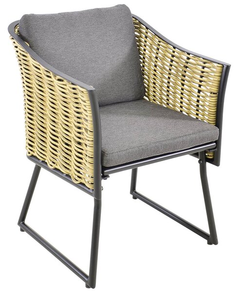 Καρέκλα κήπου Solamente Lesli Living από Αλουμίνιο/Wicker με αδιάβροχα μαξιλάρια και διαστάσεις 56x60x77cm