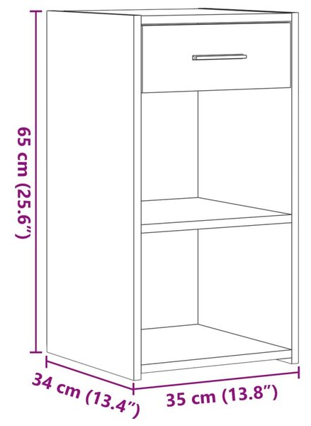 Κομοδίνο Μαύρο 35x34x65 εκ. από Επεξεργασμένο Ξύλο - Μαύρο