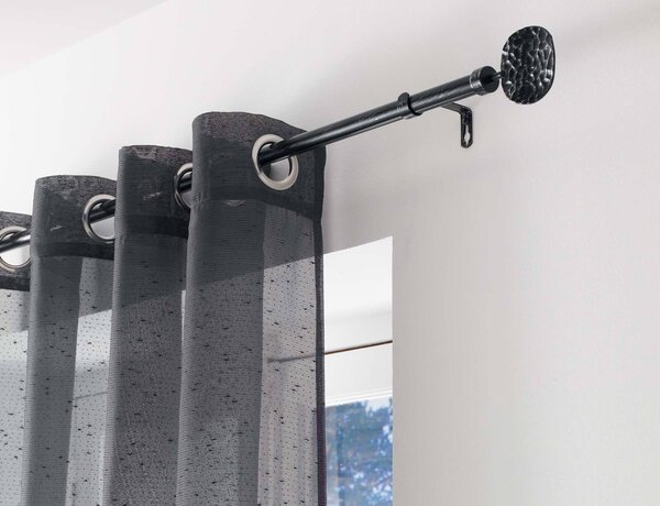 Μονό Κουρτινόξυλο Bullette Douceur d'intérieur με διάμετρο 19mm και επέκταση 120 - 210cm - Black/Silver