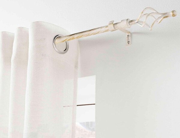 Μονό Κουρτινόξυλο Twisty Douceur d'intérieur με διάμετρο 19mm και επέκταση 120 - 210cm - White/Gold
