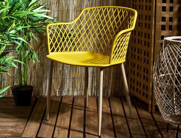 Καρέκλα κήπου Malaga Home Deco Factory με διαστάσεις 54.1x62.2x80cm - Yellow