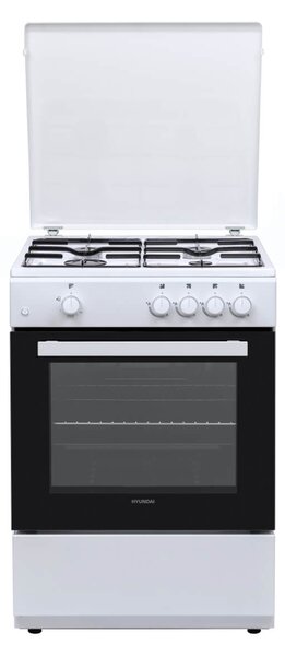 Κουζίνα Hyundai HCGC25V-72604G/W με φούρνο και εστίες αερίου, χωρητικότητα φούρνου 75L, 5 διαφορετικές εντάσεις φωτιάς και ενεργειακή κλάση Α