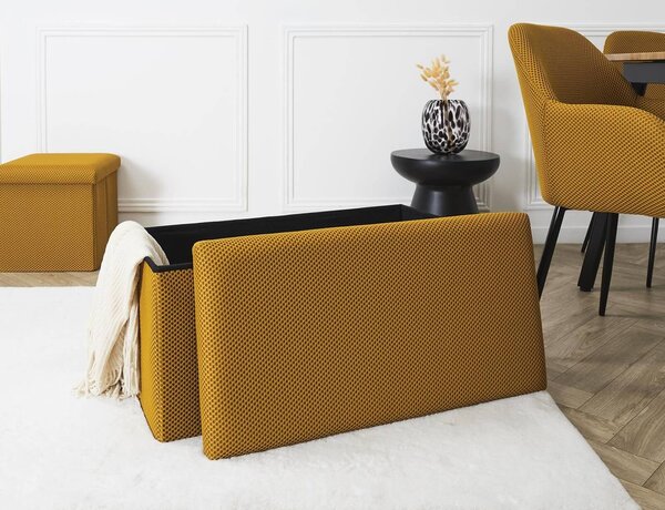 Ταμπουρέ Atom Home Deco Factory με αποθηκευτικό χώρο και διαστάσεις 76x38x38cm - Yellow