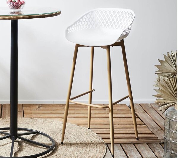 Σκαμπό μπαρ Malaga Home Deco Factory με διαστάσεις 45.5x47.6x88cm - White