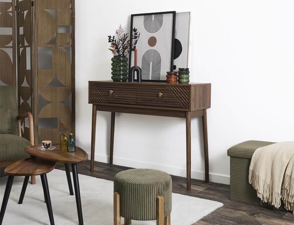 Kονσόλα Εισόδου Tiffany Home Deco Factory με 2 συρτάρια και διαστάσεις 100x35x80cm - Απόχρωση Καφέ