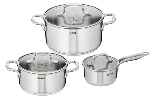 Σετ Κατσαρόλες Infinite Tefal με γυάλινο καπάκι και διαμέτρους 16cm, 20cm, 24cm - 6 τεμαχίων (3 κατσαρόλες, 3 καπάκια)